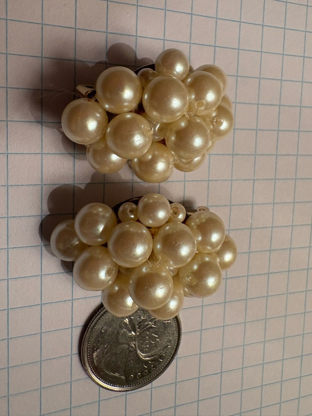 KIEN clip on earring. Cluster Pearl Clip-On Earrings in Cream
